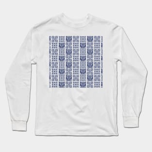 Blue tile pattern Long Sleeve T-Shirt